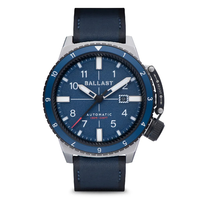 elegant watches for men with leather bands -DEEP BLUE