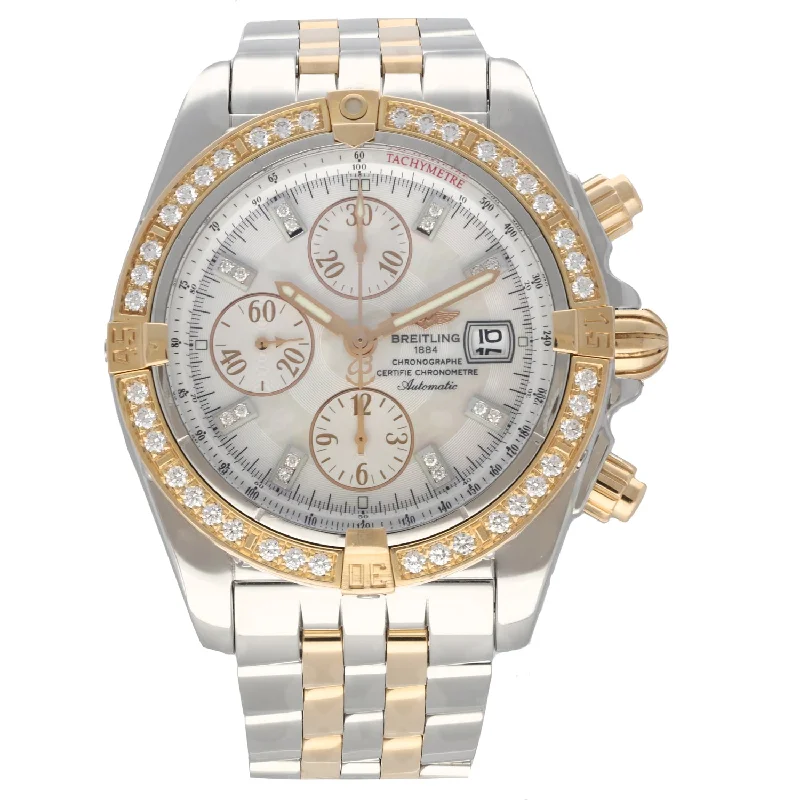 watches for women with metal and leather bands -Breitling Chronomat C13356 44mm Bi-Colour Watch