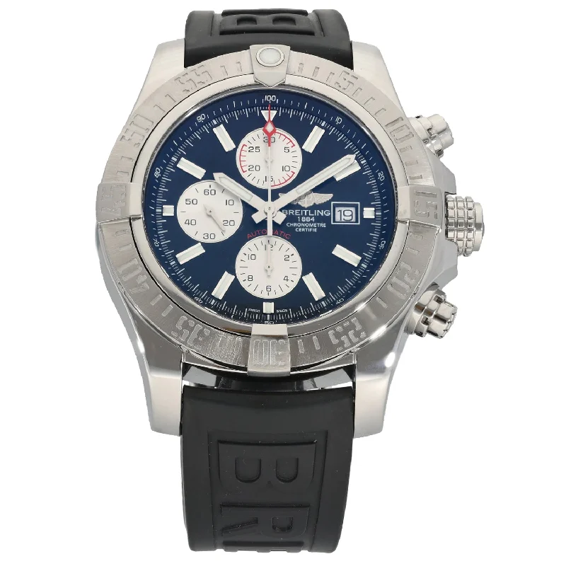 minimalist watches for men with leather straps -Breitling Super Avenger II A13371 48mm Stainless Steel Watch