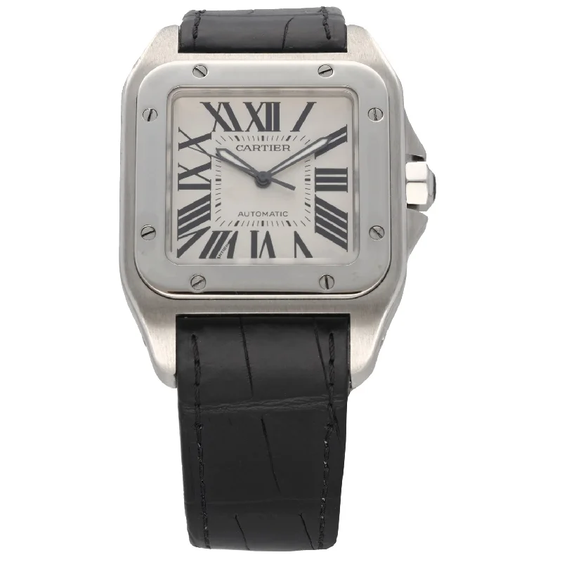 watches with interchangeable straps for men -Cartier Santos 100 W20073X8 38mm Stainless Steel Watch