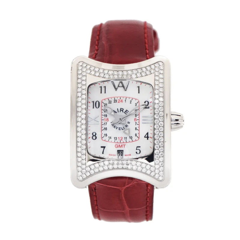 best watches for men with sporty designs -Watch - Aire Traveler II GMT Swiss Made Automatic Unique Diamond Watch For Men And Women