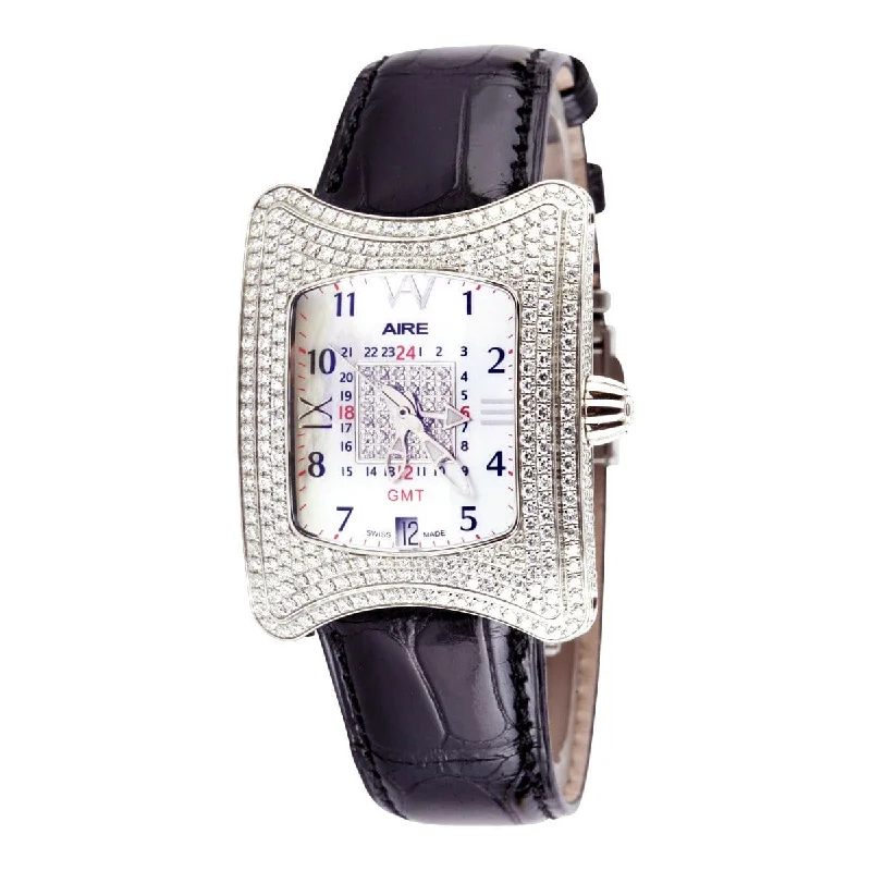 best watches for women with unique colors -Watch - Aire Traveler II GMT Swiss Made Automatic Full Diamond Case Unisex Watch For Men And Women