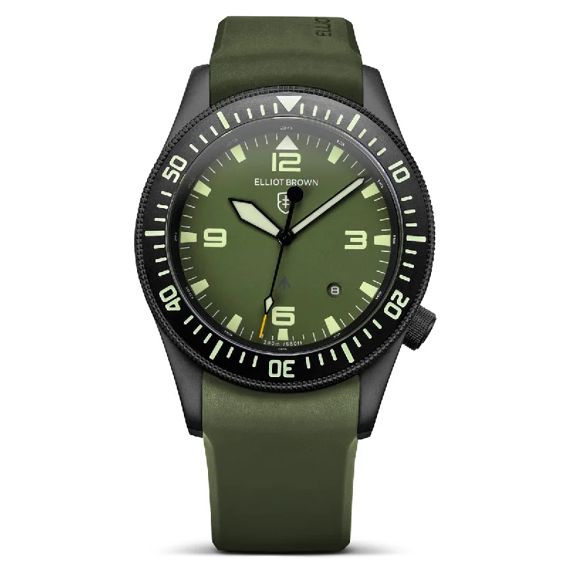 men's watches with dual time zone -Elliot Brown Holton Professional 101-002-R04 - Olive green