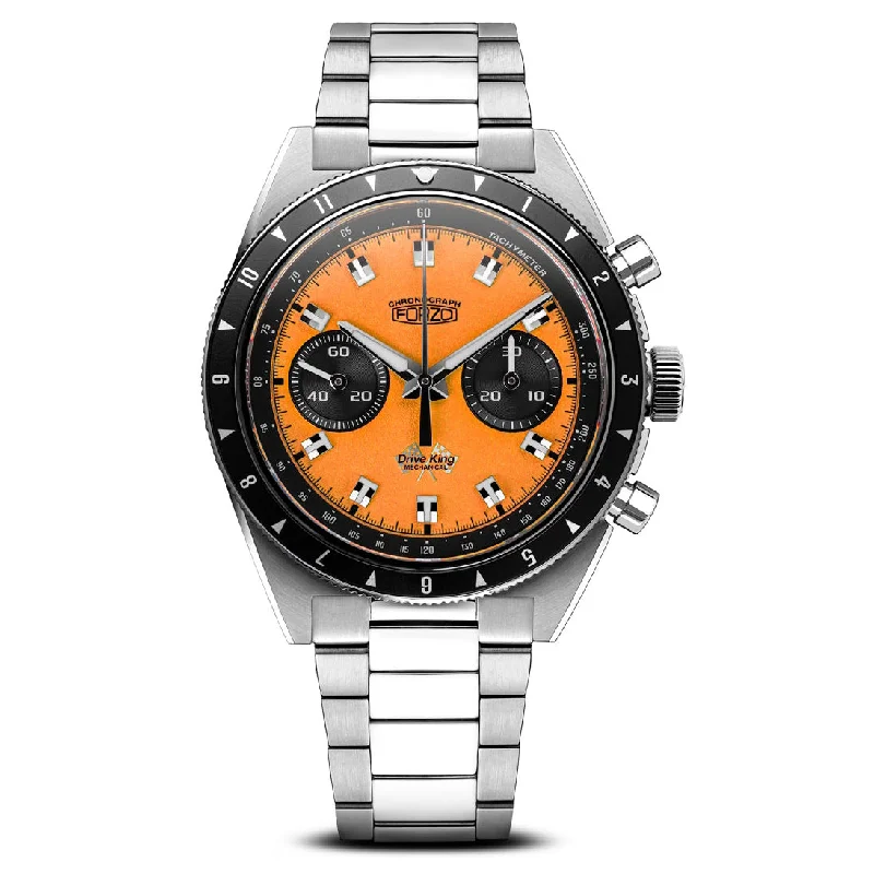 best watches for men with digital and analog features -FORZO Mechanical Drive King - Orange Dial - 3 Link Bracelet - LIKE NEW