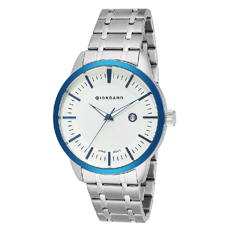 stylish watches for women with blue accents -Giordano Analog White Dial Men's Watch 1947-33