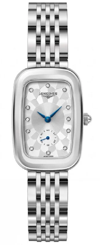 unique smartwatches with customizable faces -Longines Equestrian Stainless Steel Silver Dial Diamonds Quartz Womens Watch L6.141.4.77.6