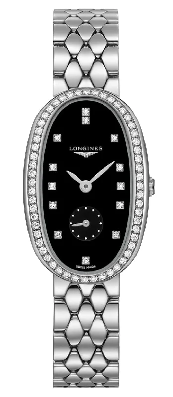 best dive watches for technical divers -Longines Symphonette Stainless Steel Black Dial Diamonds Quartz Womens Watch L2.307.0.57.6