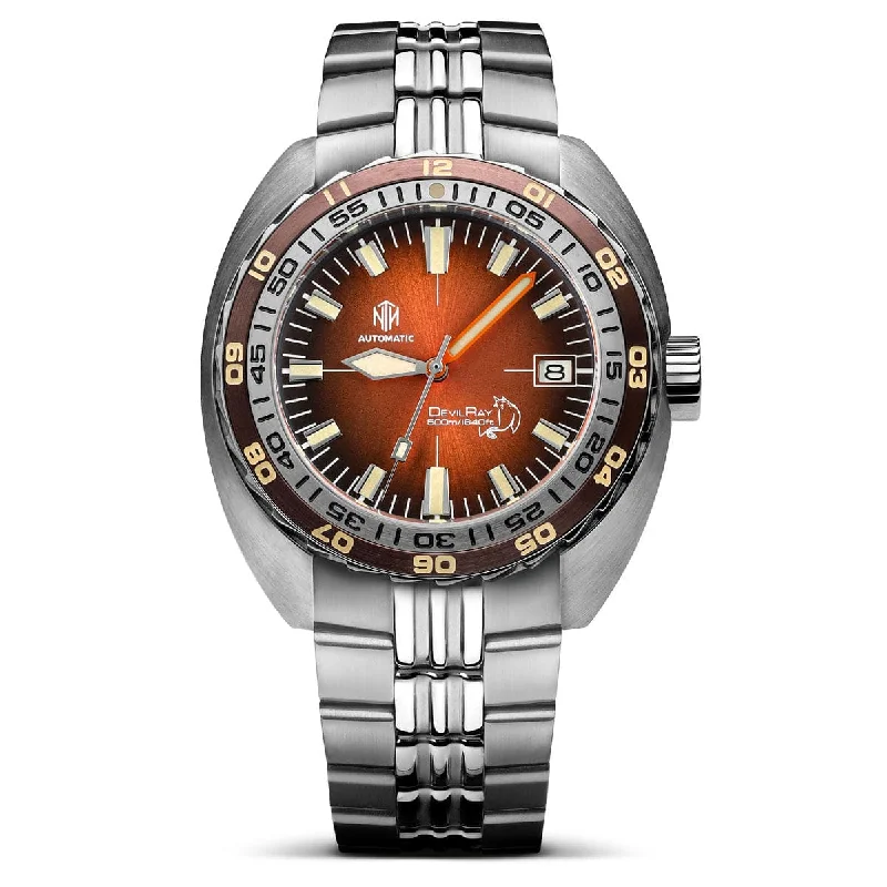 high-end smartwatches with fitness tracking -NTH DevilRay Dive Watch - Vintage Orange - WatchGecko Exclusive