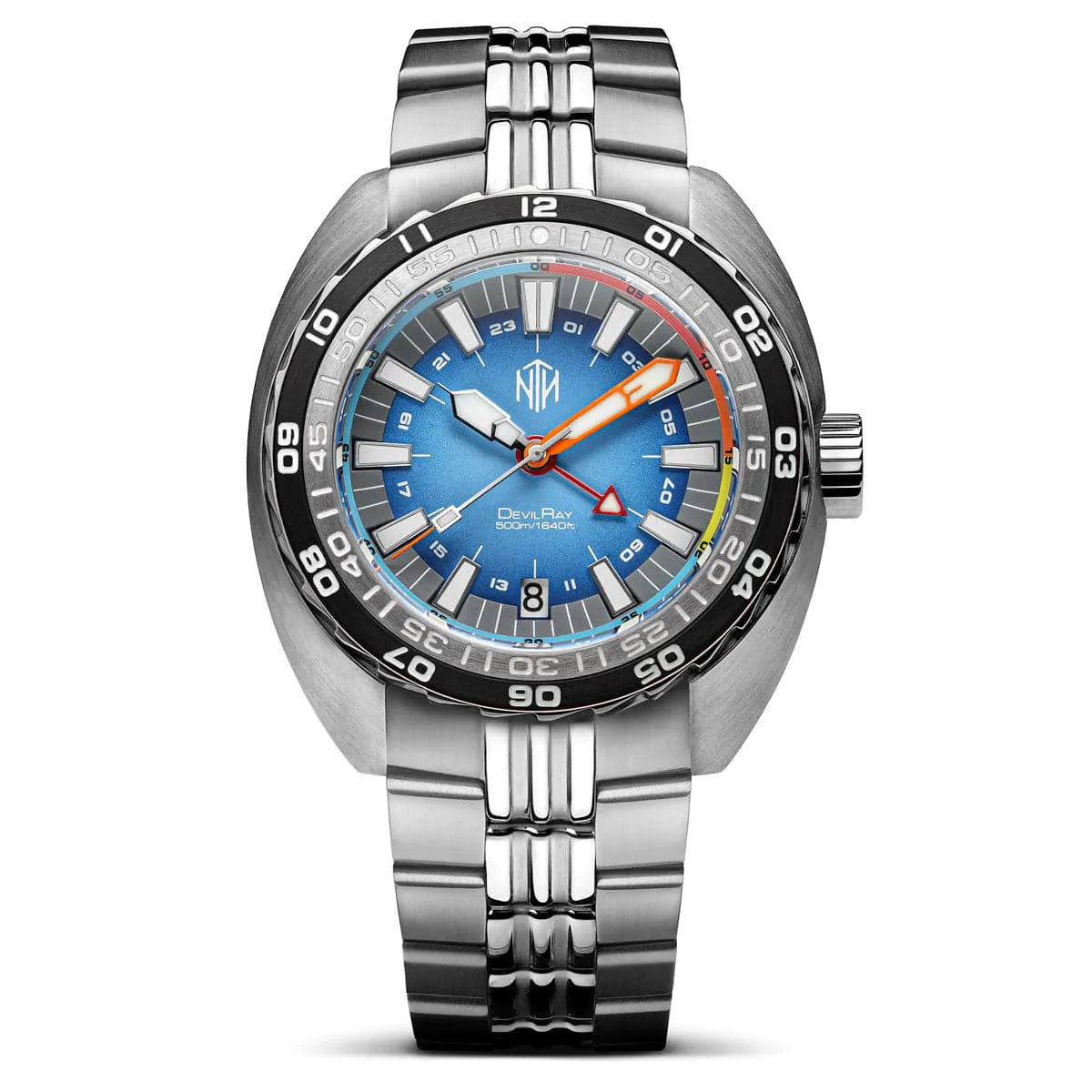 luxury watches for collectors with skeleton dials -NTH DevilRay GMT Dive Watch - Date - Blue - LIKE NEW