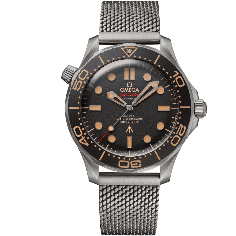 men's dress watches with classic design -Omega Seamaster Diver 300M James Bond Edition 007 – No Time to Die -Titanium – New – full set