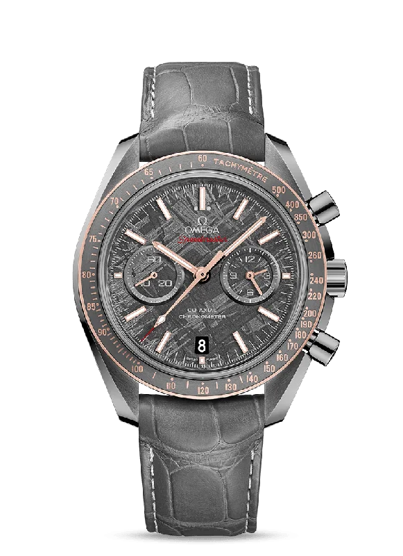 best hybrid watches with fitness features -OMEGA Speedmaster Dark Side of the Moon "Meteorite" Co‑Axial Chronometer Chronograph 44.25 mm