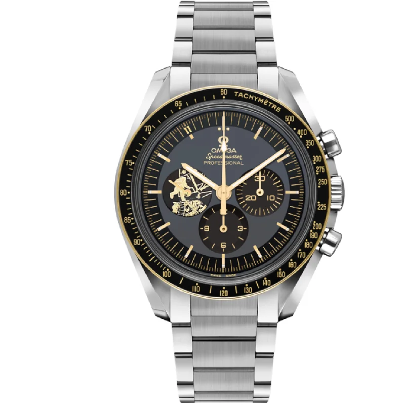 unique watches for men with leather and metal bands -Omega Speedmaster Professional Moonwatch Apollo 11 50th – Perfect condition – Full Set