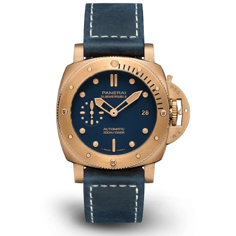 men's watches with titanium bands -Panerai Submersible Bronzo Blu Abisso PAM01074