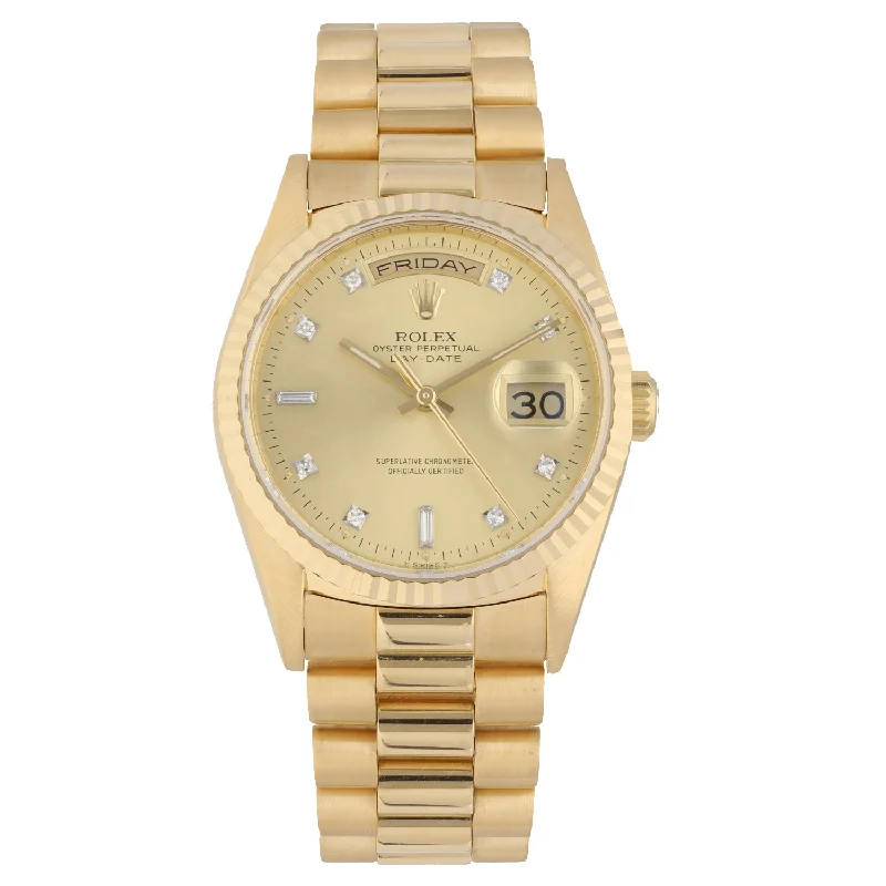 women's waterproof sports watches for active wear -Rolex Day-Date 18238 36mm Gold Watch