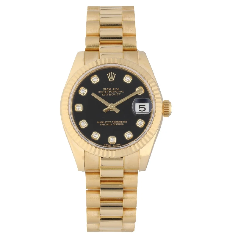 women's watches with rose gold and white design -Rolex Lady Datejust 178278 31mm Gold Unisex Watch