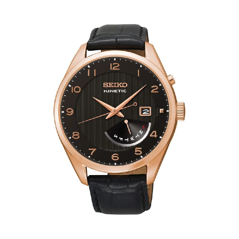 watches for men with large leather straps -Seiko Kinetic SRN054P1 Watch For Men