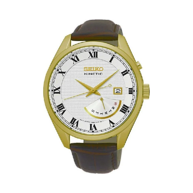 men's watches with yellow dials -Seiko Kinetic SRN074P1 Watch For Men