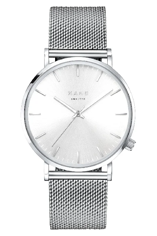 stylish watches for women with silver bands -Silver Steel Silver Mesh