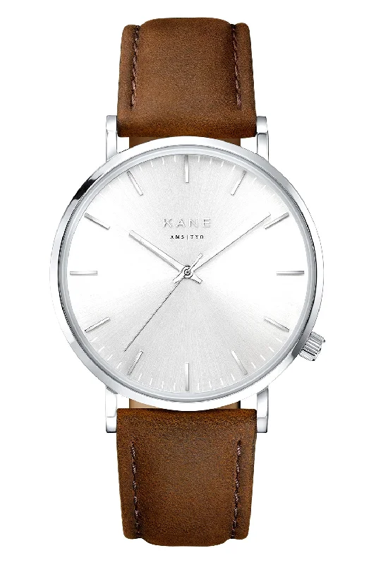 luxury watches for men with silver straps -Silver Steel Vintage Brown