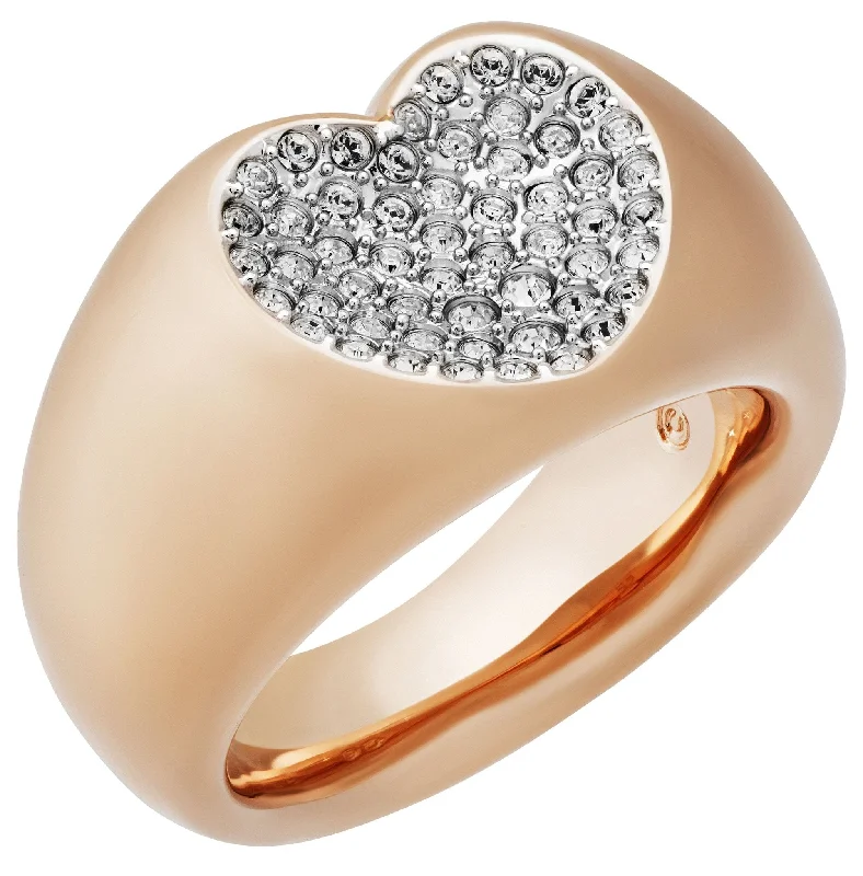 best watches for men with simple design -Swarovski Even Wide Rose Gold Plated Clear Crystal Pavé Heart Womens Ring Size 8 / 58 - 5221551