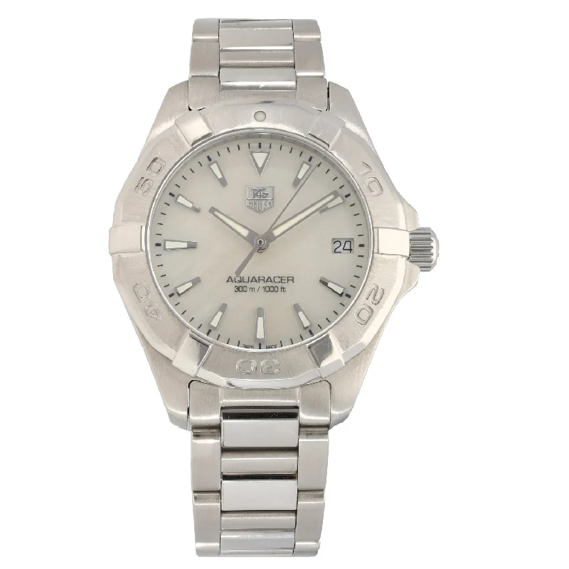 watches for women with silver and leather strap -Tag Heuer Aquaracer WAY1312 32mm Stainless Steel Watch