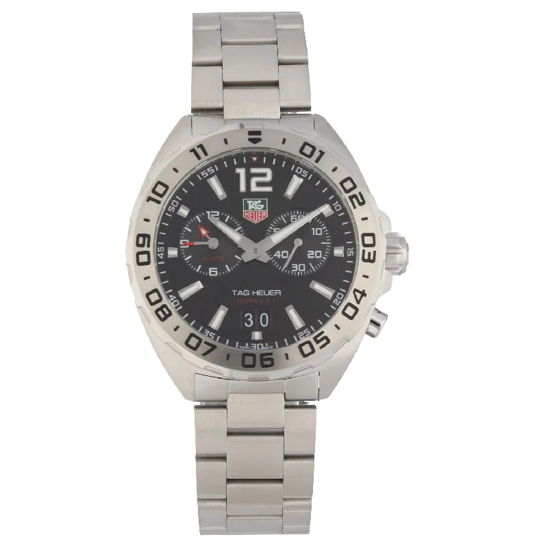 men's watches with dual time zone feature -Tag Heuer Formula 1 WAZ111A 42mm Stainless Steel Watch