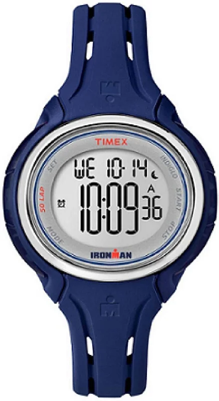 elegant timepieces for special events -Timex Ironman Sleek 50 Navy Blue Resin Gray Dial Silicone Strap Digital Quartz Unisex Watch TW5K90500