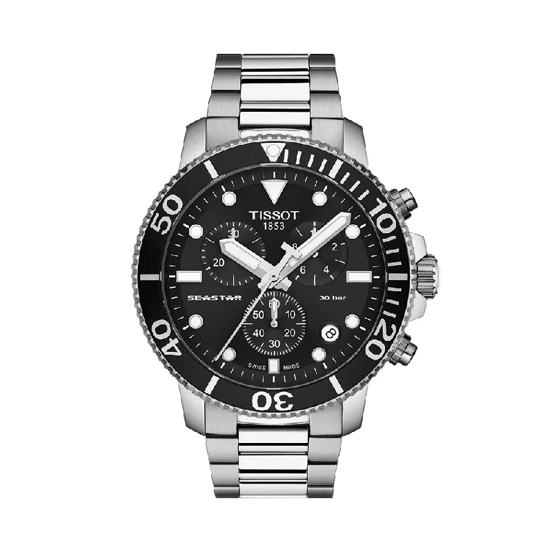 classic wristwatches for men with leather straps -Tissot Seastar 1000 Chronograph T1204171105100 Men Watch