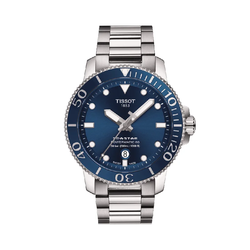 watches for women with metal and leather bands -Tissot T1204071104103 T-Sport Seastar 1000 Powermatic 80 Men's Watch