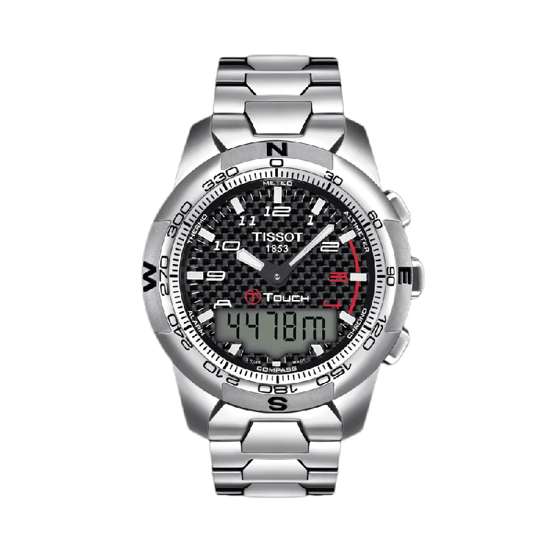 digital watches for kids with fun designs -Tissot T-Touch II Titanium Alarm Chronograph Mens Watch T0474204420700