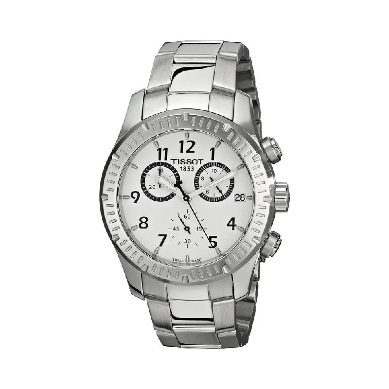 women's luxury watches for weddings -TISSOT T0394171103700 V8 CHRONOGRAPH SS SILVER DIAL MEN'S WATCH