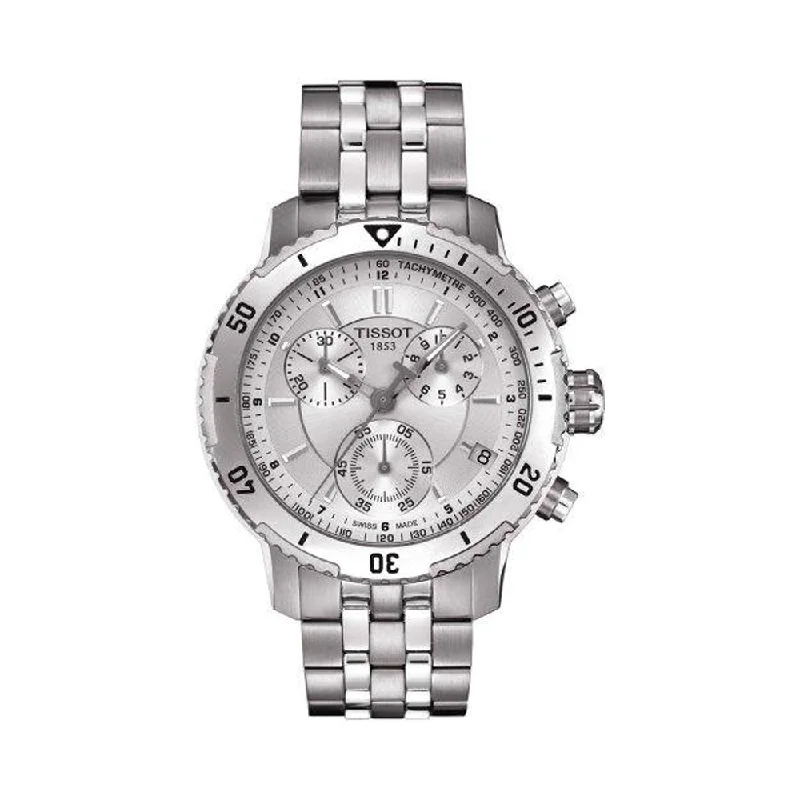 high-tech watches with built-in compass -Tissot T0674171103100 PRS 200 Silver Chronograph Dial Men's Watch