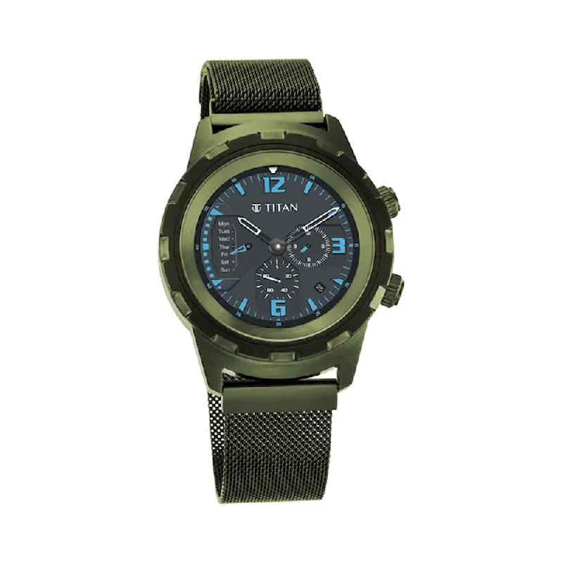 solar-powered watches for runners -Titan Connected X Hybrid Smartwatch For Men 90116QM01