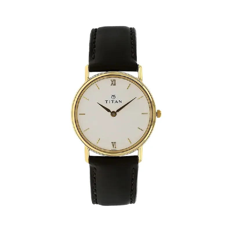 trendy women's watches with minimalist design -Titan NK1006YL08 Classique White Dial Analog Watch For Men