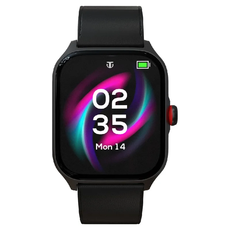 affordable sports watches with waterproof features -Titan Zeal with 4.69 cm AMOLED Display with AOD, Functional Crown, BT Calling, Smartwatch with Black Leather Strap