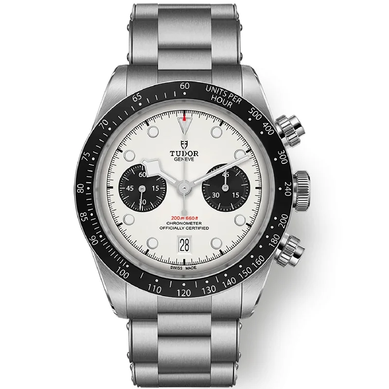 watches with chronograph and date features -Tudor Black Bay Chronograph White Dial Reverse Panda 41mm