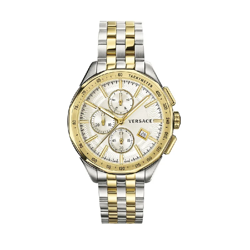 elegant watches for formal events -Versace VEBJ00518 Glaze Chronograph Silver Dial Men's Watch